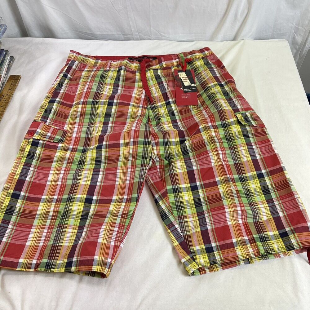 NWT KOMAN Bermuda Plaid Long Shorts Y2K 2XL 38-41